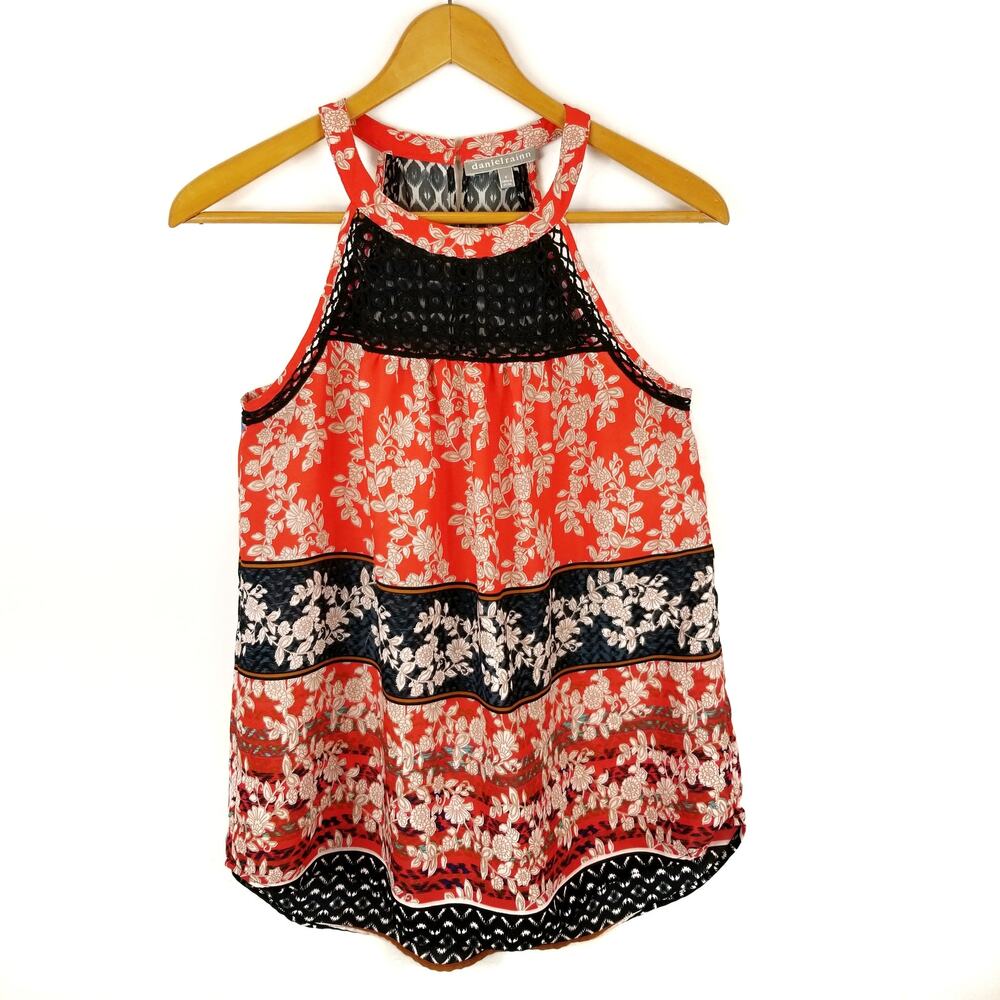 Daniel Rainn Sleeveless Blouse Red Blue Size S Small